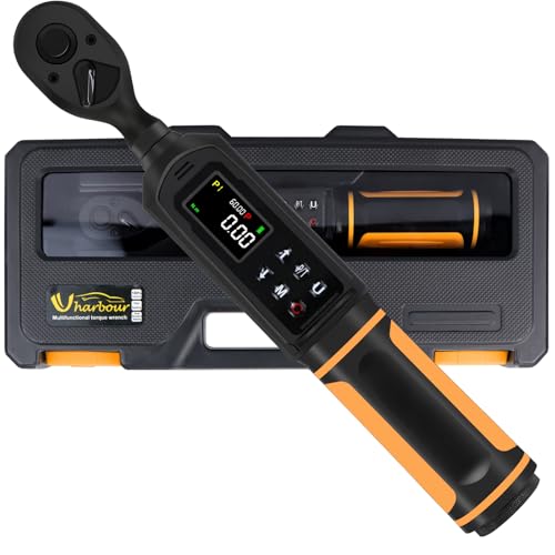 Digital Torque Wrench 3/8 Drive, 0.66-44.29Ft.lbs/0.9-60Nm Range, Electric Torque Wrench with Dual Direction Ratchet, ±1% Accuracy with Vibration, Buzzer and LED Alert