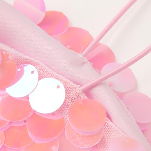 Robe de soirée à bretelles fines en paillettes rose - Robe de fête chic - 5