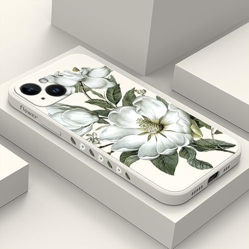 Coque iPhone 14 Plus antichoc silicone doux motif fleur blanche créatif
