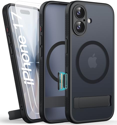 Coque de protection iPhone 17 avec support antichoc et 2 films écran MagSafe