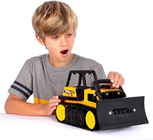 Tonka 6027 Steel Classic Bulldozer, Bulldozer Truck Toy for Children, Kids Construction Toys for Boys and Girls, Vehicle Toys for Creative Play, Toy Trucks for Children Aged 3+