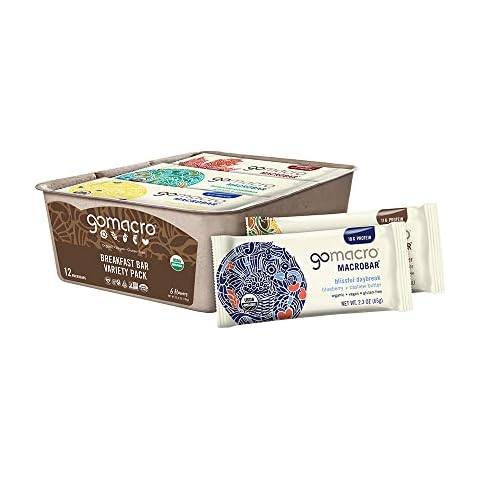 GoMacro MacroBar Organic Vegan Protein Bars - Breakfast Variety Pack (2.0-2.3 Ounce Bars, 12 Count) Cover