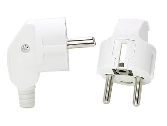 Toptekits 2 Pack EU Europe 16A Schuko French Korea 4.8mm Pin DIY Rewireable Plug Max AC250V, White, Type F Connector, CE Certified