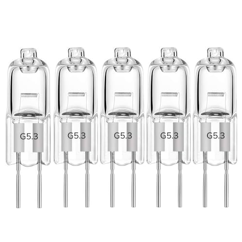 LISOCLU Lampade alogene G5.3 12v 24v 36v 220v 110v 20w 35w 50w 70w 100w 150w Bianco caldo 3000k Dimmable, Lampadine alogene per faretti MR16, Forma tubolare (12V-50W/5PCS)