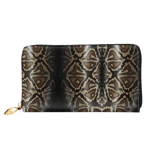 Portefeuille en cuir imprimé peau de serpent pour femme, maroquinerie de prestige zippée
