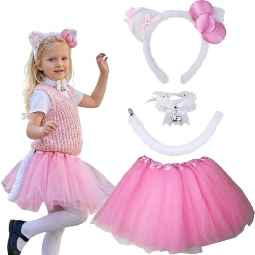 Disfraz Infantil Gato Rosa 4 Piezas Para Niñas