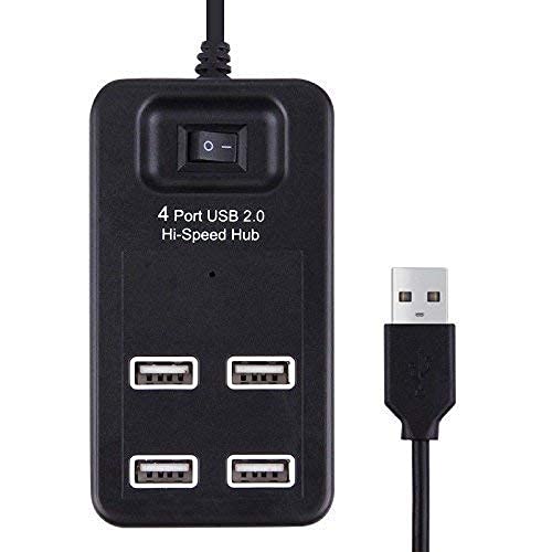 Image of XIKKART USB 2.0 to 4 Ports USB 2.0 High Speed 480 Mbps HUB with Power Switch for Pen Drives /Cameras /Mobiles /PC /Laptop /Notebook /Tablet LED Status Light, 1.2 Meter Cable - Black