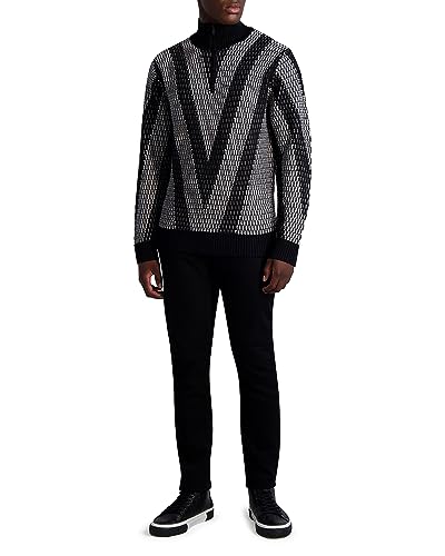 KARL LAGERFELD Men's Jacquard Half Zip Sweater