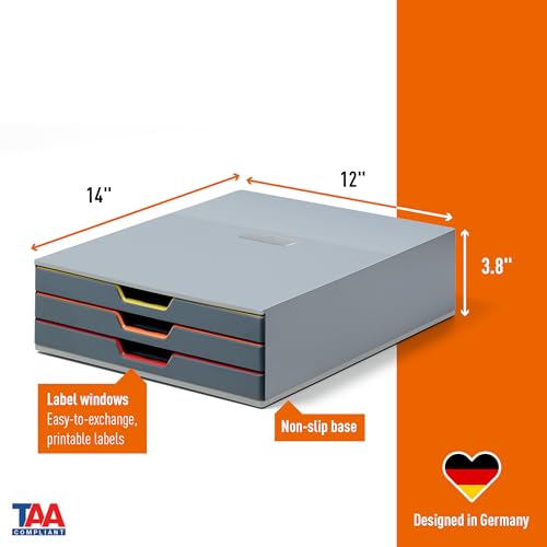 Durable 760327 Pojemnik Varicolor 3 (z trzema kolorowymi szufladami), wielokolorowy