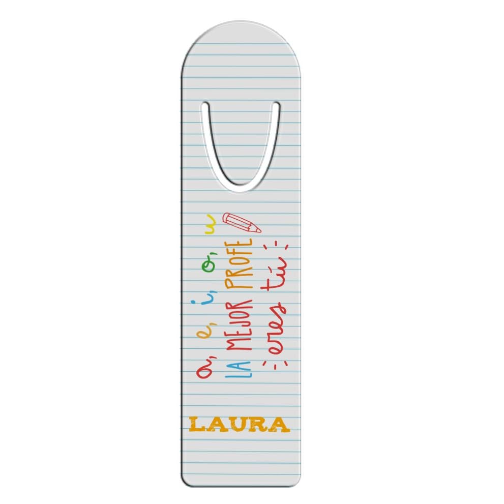 Wanapix | Marcapáginas de Aluminio Personalizado | Regalo Original Profesores | Marcador de Libros | Mejor profe | Aluminio