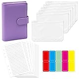 PU Leather Personal Notebook Planner with 40 Pages Loose-Leaf Papers Ring Binder 6 Zipper Bags for...