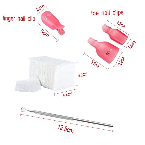 JZK 10x Finger Nail Clips + 10x Toe Nail Clips + 200x Nail Cotton Pads + 1x Nail polish Remover Tool set kit For Acrylic UV Gel Nail Remover - Image 3