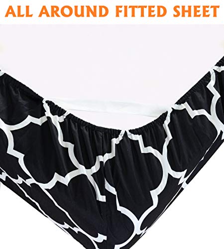 Elegant Comfort Luxury Soft Bed Sheets Quatrefoil Pattern - 1500 Premium Hotel Quality Microfiber Softness Wrinkle and Fade Resistant (4-Piece) Bedding Set, Twin/Twin XL, Black
