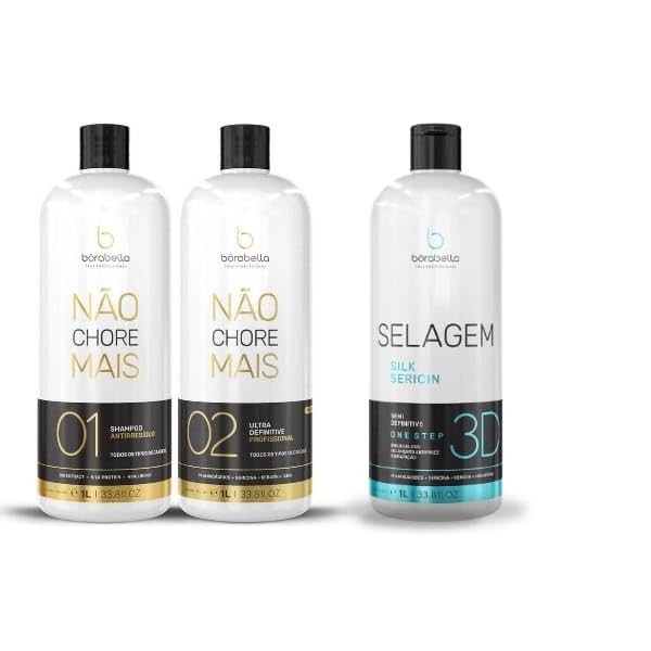 No More Tears Hair Treatment Kit Anti-Residue Shampoo + Ultra Definitive Treatment 2 L / 2x 33.8 fl oz + One-Step 3D Sealing Treatment (Silk Sericin) 1 L / 33.8 fl oz