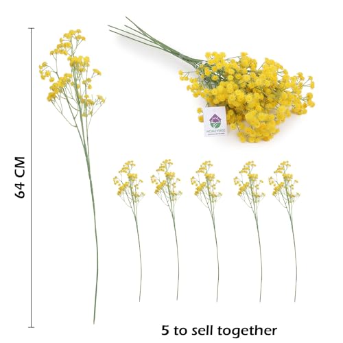 Image of HOMEVERSE 05 Pcs Baby Breath /Gypsophila Artificial Fake Silk Plants Wedding Party Decoration Real Touch Flowers DIY Home Garden(Yellow-05)