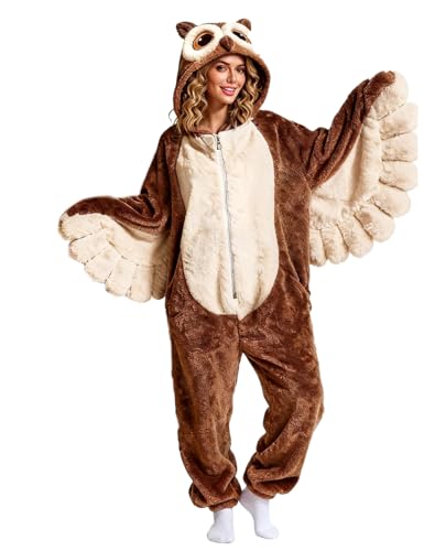 LZBXBXDA Big Eyes Bird Onesie Adult Arctic Fleece Zip Up Costume Adult Warm Plush Pajamas for Halloween Cosplay Sleepwear