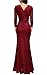 REPHYLLIS Women's Lace Vintage Formal Bridesmaid Wedding Long Dress Dark Red