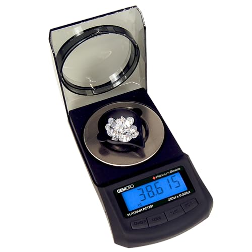 GemOro Platinum PCT251 | Durable Precise Jewelers Premium Class Carat Mini Scale | Digital Precision Tool with Expert Professional Reading & Accuracy 250ct x 0.005ct Readability (Black)