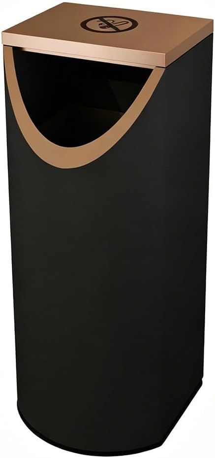 Standing Ashtray, Stainless Steel Garbage Can with Removable Inner Barre, Cigarette Butt Disposal Container for Office, Hallwa(Black-b)