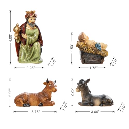 Image of Glitzhome Christmas Nativity Set Indoor 8 inch Resin Nativity Figurines Set 11 Pcs Removable Angel Statue Multi-Colored Nativity Sets & Figures Christian Holy Family Figure with Baby Jesus