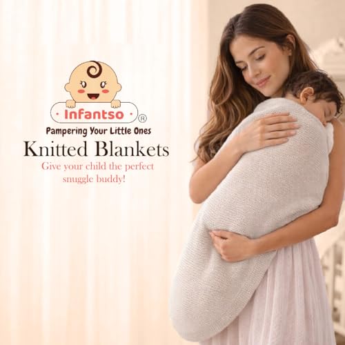 Image of Infantso Multi-Purpose Baby Wrap /Blanket | Skin Friendly Cotton Knitted Baby Blanket for Newborn | Soft Breathable Newborn Blanket for Baby | Lightweight Swaddle, Stroller Cover, Crib & AC Blanket