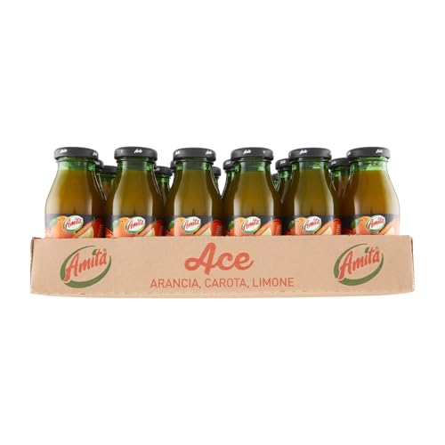 Amita Ace, Bevanda Rinfrescante E Ricca Di Vitamine C, E E Provitamina A, A Base Di Succo Di Arancia, Carota E Limone - Confezione Da 24 Bottiglie Di 