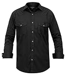 Double Pump Western Shirts for Men with Snap Buttons Regular Fit Plaid Mens Long Sleeve Shirts Casual,Black 022,3X-Large