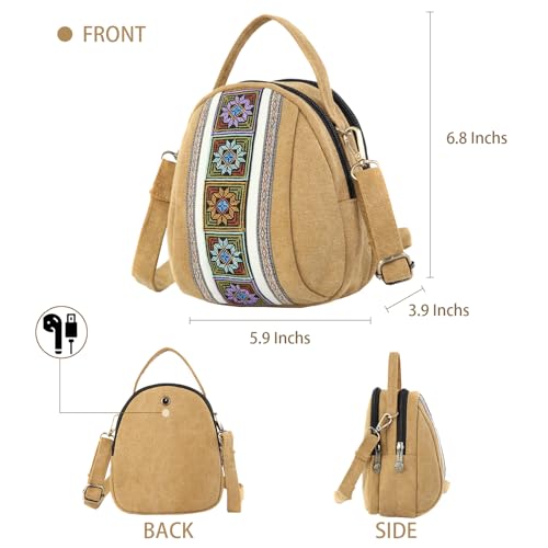 Goodhan Canvas Crossbody Bag Embroidered Cell phone Purse Small Handbag for Women, Yellow3