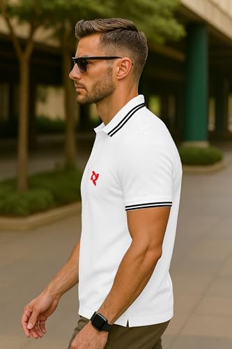 Image of Dagcros Classic Men's Polo T-Shirt with White Trim, Short Sleeve for Mens