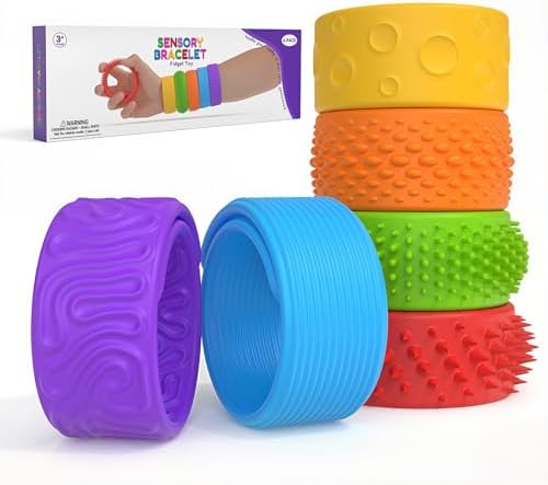 6 Pack Sensory Fidget Toys Stretchy Slap for Kids Adults - Texture & Calming Autism Toys for Special Needs Autistic Children Calm Down Classroom Essentials, Stuffers Gifts for Boys Girls