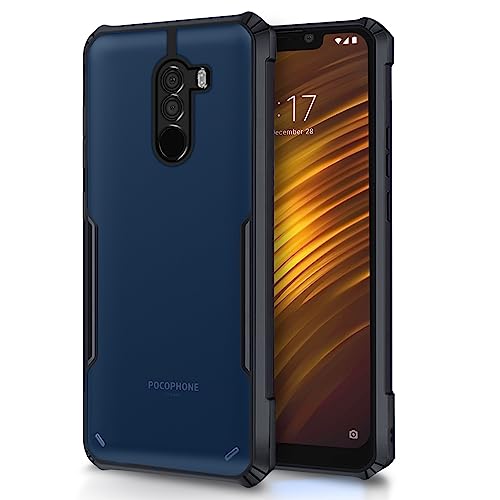 Image of Outlouders Back Cover for Mi Poco F1 | Ultra Hybrid Transparent | Full Camera Protection | Raised Edge | Crystal Clear Bumper Case (Black)