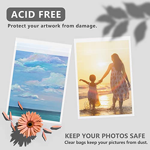 Somime 50 Pack Acid-Free Crystal Clear Sleeves Storage Bags For 11X14 Art Prints/Pictures/Photos/Framing Mat Mattes (Bag Size: 11 3/7"X14 3/8") #TOP2