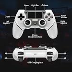 Wireless Controller Compatible with PS4/Pro/Slim, Black ps4 controller with Dual Vibration, 1000mAh Battery, 6-Axis Motion Sensor, Built-in Speaker & 3.5mm Headphone Jack, Charging Cable (White) - Image 2