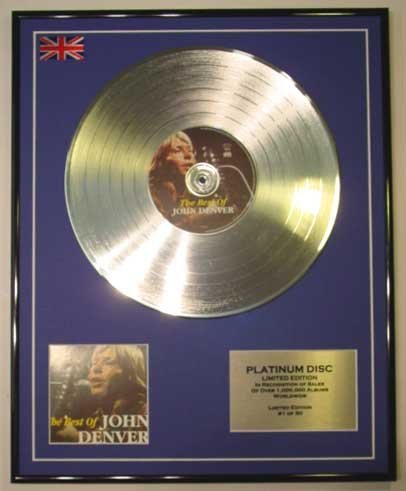 Image of JOHN DENVER/LTD EDITION CD PLATINUM DISC/THE BEST OF JOHN DENVER
