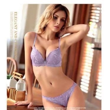 Image of Designer Women's Lace Bra & Panty Set | Underwired, Solid, Baby Doll Bikini Style