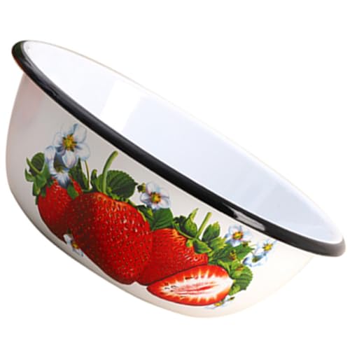 NIYANGLE Ensaladera Esmaltada Vintage con Borde Suave Recipiente Decorativo Retro para Ensaladas y Mezcla de Ingredientes para Cocina y Almacenamiento