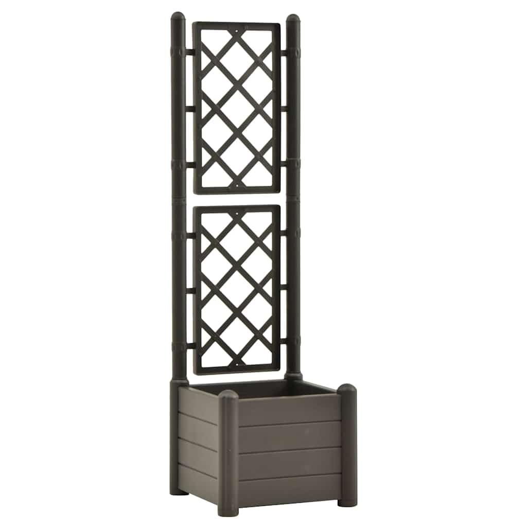 Vidaxl Garden Planter With Trellis Pp Raised Bed Flower Box Outdoor Anthracite