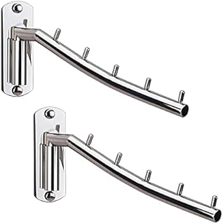 Zivisk 2 Pcs Folding Wall Mounted Clothes Suit Hangers Rack with Swing Arm Stainless Steel Heavy Duty Coat Hook for Bathroom, Bedroom, Laundry Room - Silver