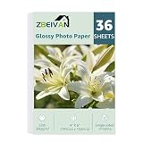 ZBEIVAN 4x6 Photo Paper, Glossy Photo Papers 36 Sheets, 4 x 6 Inkjet Printer Photo Paper for Dye Ink, 200 GSM