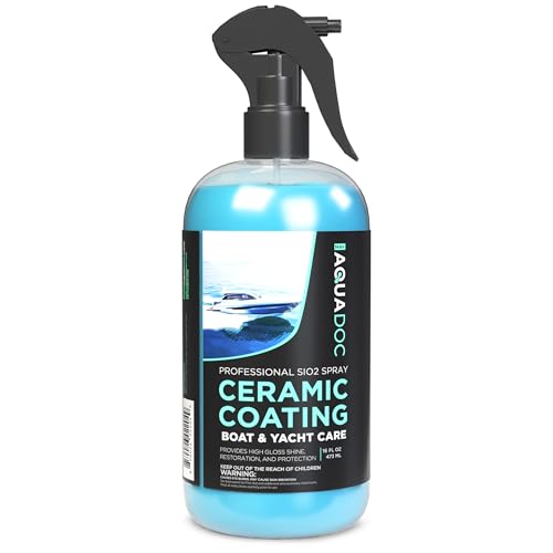 AquaDoc Boat Ceramic Coating Spray - SiO2 Marine Wax for Boats - Helps Provide Glossy Shine & UV Protection - Water-Repellent Ceramic Wax Spray for Boats