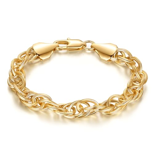 Bracelet 14K Gold Bracelets for Women Men Twisted Rope Chain Bracelet for Women Stackable Bracelets Gifts for Men Women 6.5, 7, 7.5, 8, 8.5in