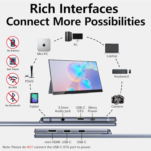 Image of Upperizon Portable Monitor OLED 15.6 Inch Touchscreen 4K UHD 3840X2160 100% DCI-P3 100000:1 Multi-Touch HDR USB-C HDMI Travel Monitor for Laptop with Kickstand & SleeveCase