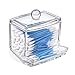 Kryllic Qtip Dispenser Holder - Strong & Durable Glass Jar for Qtips, Swabs, Bobby Pins, Toothpicks - Neutral, Fits Perfectly on Bathroom Countertop Vanity
