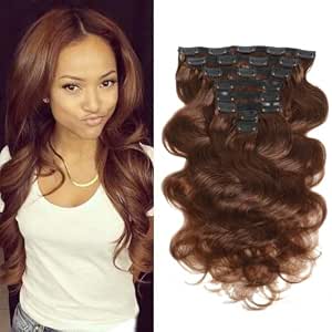 Amazon.com : LUMIERE Clip In Hair Extensions Body Wave Clip In ...