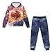 Hucavortre Girls Clothes 2 Piece Fashion Fall Outfits Pullover Sweatshirt and Sweatpant Sweatsuit Sets with Pockets Soft Hooded Tracksuits,Basketball and Fire