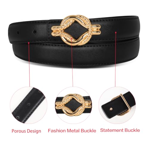Image of Aurolran Women's Leather Belt with Buckle - Ideal for Dresses, Jeans, and Coats