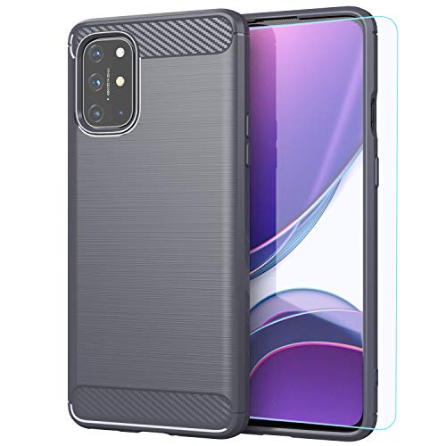 Oneplus 8T Plus 5G case,Oneplus 8T case,with HD Screen Protector,M MAIKEZI Soft TPU Slim Fashion Non-Slip Protective Phone Case Cover for Oneplus 8T+/Oneplus 8T 5G(Gray Brushed TPU)