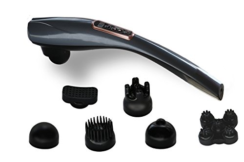 SENSORIE Handheld DEEP Tissue Therapeutic Massager | Percussion Technology | Cordless and Rechargeable Massage Stick | 6 Interchangeable Massage Heads | Relaxes and Relieves Muscles