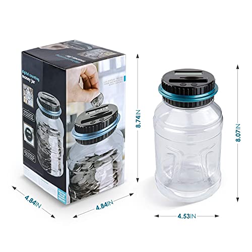 Large Piggy Bank For Boys Adults, Vcertcpl Digital Coin Counting Bank With Lcd Counter, 1.8L Capacity Coin Bank Money Jar For Adults, Designed For All Us Coins (Blue) #TOP7