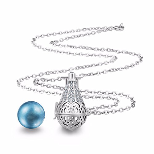 EUDORA Harmony Bola CZ Vintage Angel Chime Caller Pendant 16mm Prayer Bell 30 Inches Necklace Baby shower